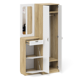 Зеркало для прихожей с обувницей и шкафом П-6 № 17 МДФ фрезеровка ромб