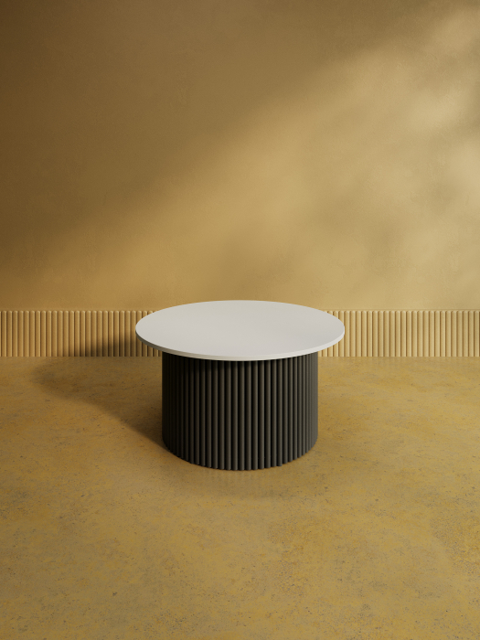 Журнальные столики, Стол круглый журнальный с чёрным металлическим подстольем TRUBIS Wood M 80