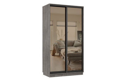 Шкаф-купе Премьер МИНИ 02 (01ЗБ;01ЗБ) фасады зеркало бронза/двухдверный/Профиль чёрный муар