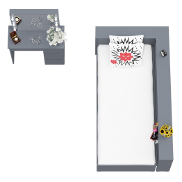 Кровать с ящиками с прикроватным блоком для вещей Ксения 900 и столик косметический с подсветкой Сура