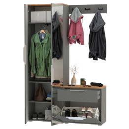 Шкаф две двери с зеркалами с обувницой и вешалкой для одежды Октава