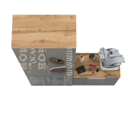 Шкаф для одежды с зеркальными дверками и обувница Октава.