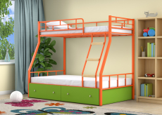Для подростков, Двухъярусная кровать Радуга ящики зеленый