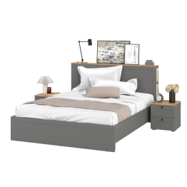 Двухспальная кровать с ортопедическим основанием и две прикроватных тумбочки Остин