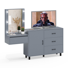 Комод с дверками и ящиками 122-1204 и косметический столик навесной с подсветкой