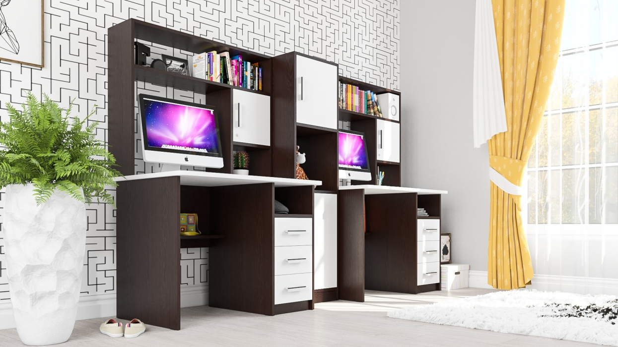 Домашние кабинеты, Стенка из компьютерных столов для двоих человек СК-9