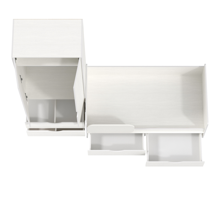 Для девочек, Кровать детская с ящиками со шкафом Mobi Уна белый (Поры дерева), сп. м. 800х1600 мм