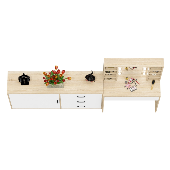 Туалетные столики, Столик туалетный с полочками и с подсветкой и комод 122-1504