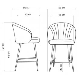 Стул полубарный на металлокаркасе Бэнбу некрутящийся marseille (чёрный)
