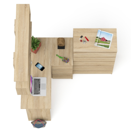 Комод Мори МК700.5 со столом компьютерным угловым МС-16 правым и открытой полкой 1200