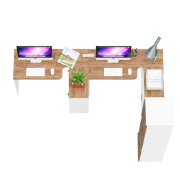 Два стола рабочих Лидер-8 с пеналом для документов и тумбочкой с ящиком и дверкой