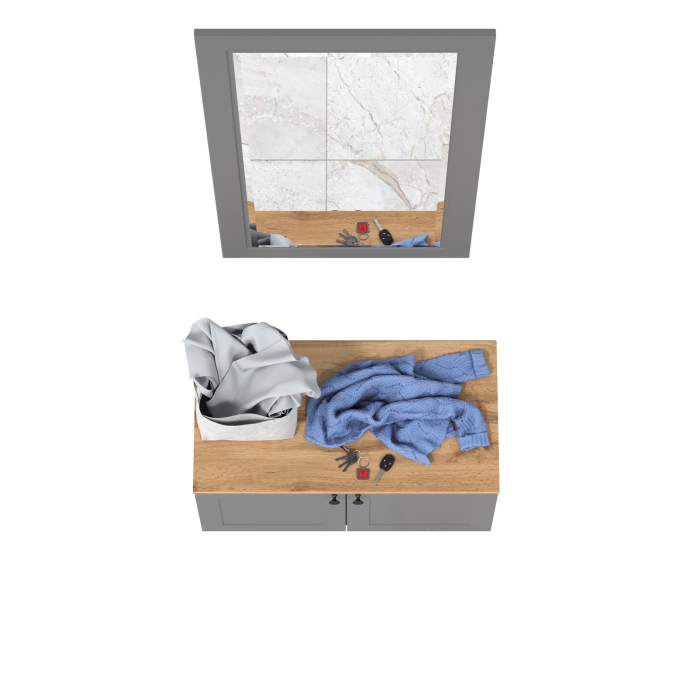 Прихожие, Тумба две дверки с зеркалом Остин