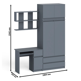 Шкаф с антресолью Мори МА900.1 с компьютерным столом МС-1 правым и книжной полкой