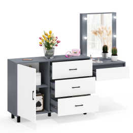 Комод с дверками и ящиками 122-1204 и косметический столик навесной с подсветкой