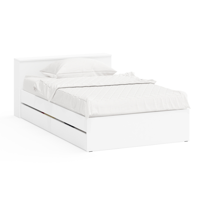 Кровати 120 см, Кровать с ящиками и ящиком для хранения белья односпальная Ксения 1200