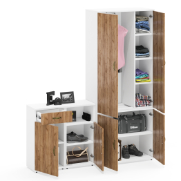 Широкий платяной шкаф глубиной 375 мм и две тумбочки Лидер-8 МД 3.15 и МД 3.19