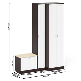 Шкаф с пеналом и обувницей с сиденьем П-6 № 25 МДФ фрезеровка прованс
