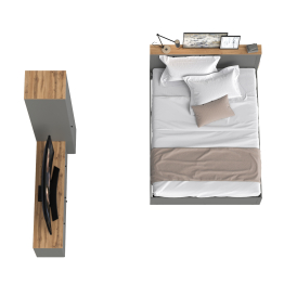 Кровать Остин с ортопедическим основанием для матраса 1600х2000 с тумбой для аппаратуры и шкафом-пеналом