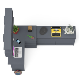 Стол угловой компьютерный Мори МС-16 правый с книжной полкой и комодом на шесть ящиков