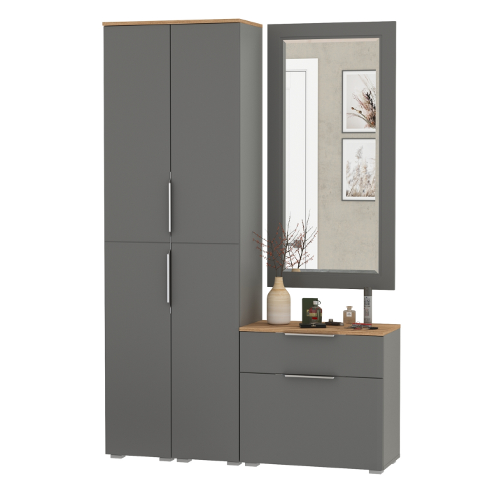 Прихожие, Два шкаф-пенала и обувница с ящиком с зеркалом Октава