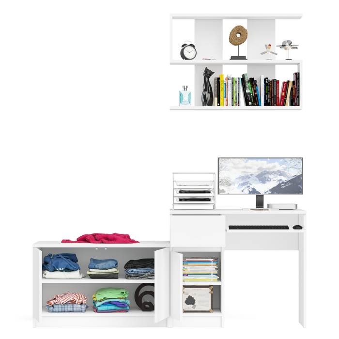 Прямые компьютерные столы, Компьютерный стол Мори МС-1 левый с тумбой две дверки и полкой