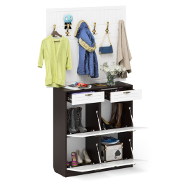 Две вешкалки для верхней одежды и две высоких обувницы П-6 № 04 МДФ фрезеровка прованс