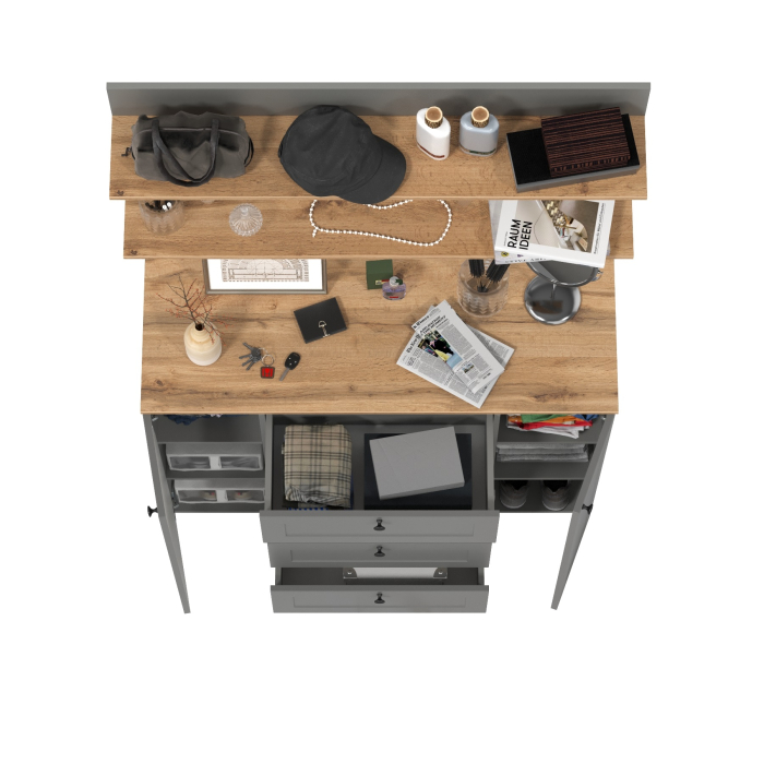 Прихожие, Комод Остин 16.221 ящики и дверки и две навесных полки Остин