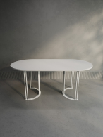 Обеденные столы, Стол овальный обеденный с белым металлическим подстольем VIOLUR 180