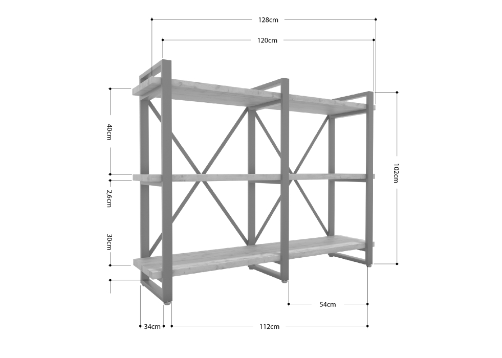 Стеллажи, Стеллаж Айсберг Лофт 120х102-3 черный