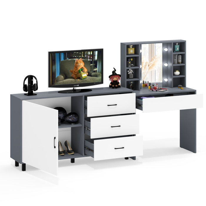 Туалетные столики, Столик туалетный с полочками и с подсветкой и комод 122-1504