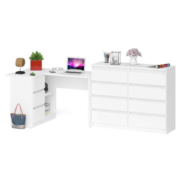 Компьютерные столы, Стол компьютерный МС-16 левый с комодом МК1200 8-мь ящиков Мори