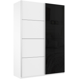 Шкаф-купе Прайм 2х дверный ДСП/Стекло черное 140х57х230