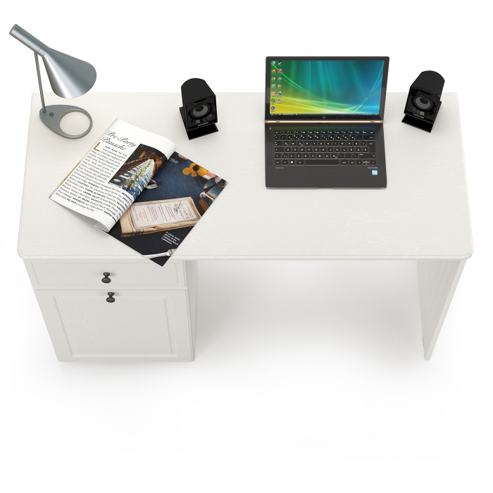 Письменные столы, Стол письменный Роуз 12.148 белый(тиснение Поры дерева)/ясень ваниль