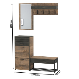 Обувница с сиденьем и обувница высокая с вешалкой и зеркалом Трувор