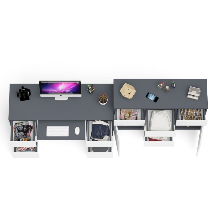 Компьютерные столы, Двухтумбовый стол компьютерный МС-2 с ящиками и тумба-комод МК1200.4 Мори