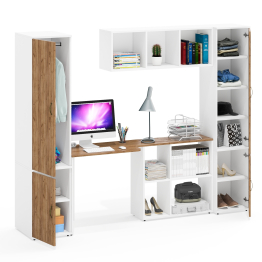 Пенал с открытой нишей и дверками Лидер-8 со столом для работы с полкой и пеналом МД 23Б