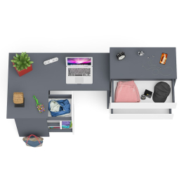 Комод Мори МК800 4-ре ящика с угловым компьютерным столом Мори МС-16 тумба слева