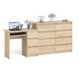 Комод Мори МК1200 8-мь ящиков со столом компьютерным МС-6 правым