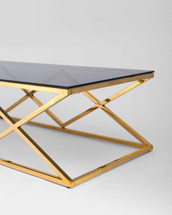 Журнальные столики, Журнальный стол STOOL GROUP ИНСИГНИЯ 120х60 (Cтекло smoke/Cталь золото)