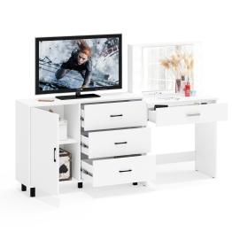 Косметический стол с подсветкой и выдвижным ящиком СТ-4 и комод 122-1204