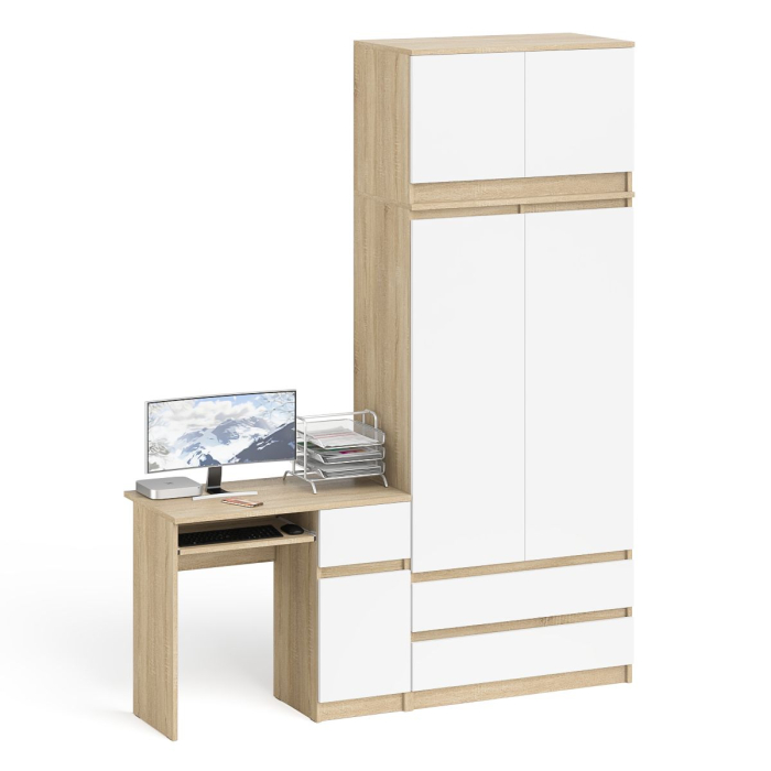 Компьютерные столы, Компьютерный стол МС-1 левый со шкафом на 900 с антресолью Мори