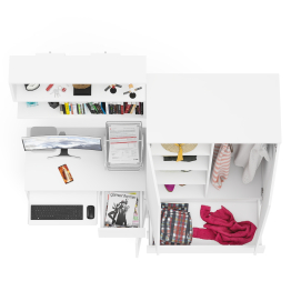 Стол компьютерный с ящиком МС-1 правый с навесной полкой и шкаф-комод МШ900.1 Мори