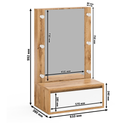 Стол косметический навесной с подсветкой и комод 122-1504