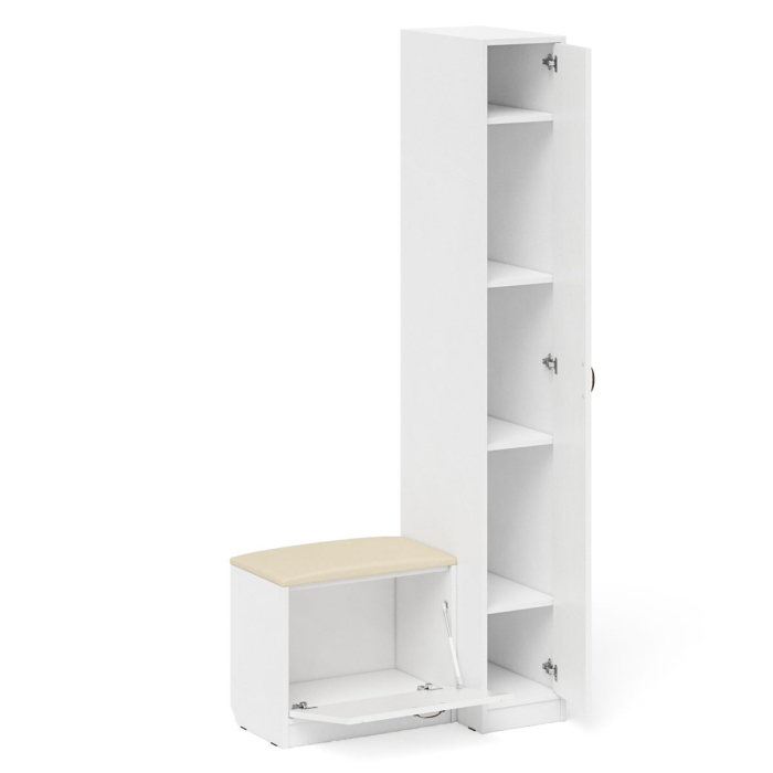 Прихожие, Пенал П-6-500 с обувницей с мягким сиденьем фрезеровка прованс