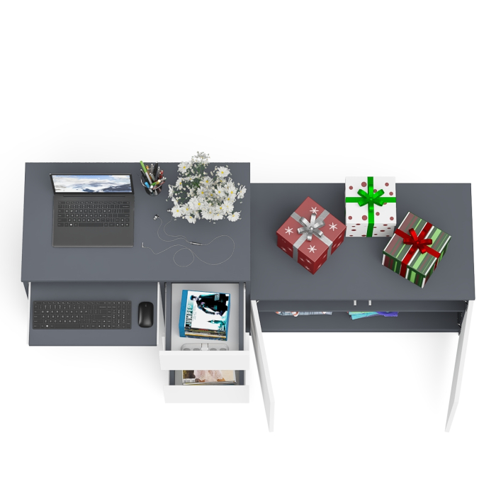 Прямые компьютерные столы, Тумба Мори МА900.1 и стол компьютерный МС-6 ящики справа