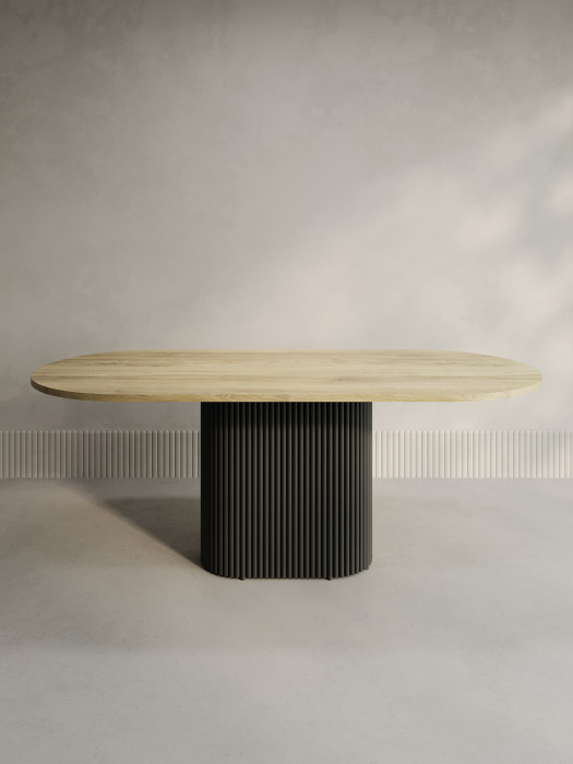 Обеденные столы, Стол овальный обеденный с металлическим черным подстольем 200*90*75