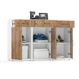 Три тумбы с дверками и ящиками Лидер-8.