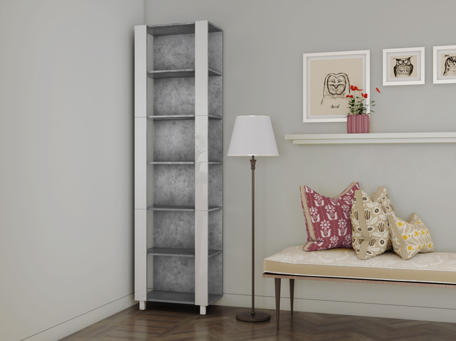 Открытые, Стеллаж модульный Универсальный 35х44х240 Белое стекло