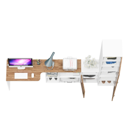 Стол компьютерный с пеналом с пятью полками и тумба с нишей Лидер-8