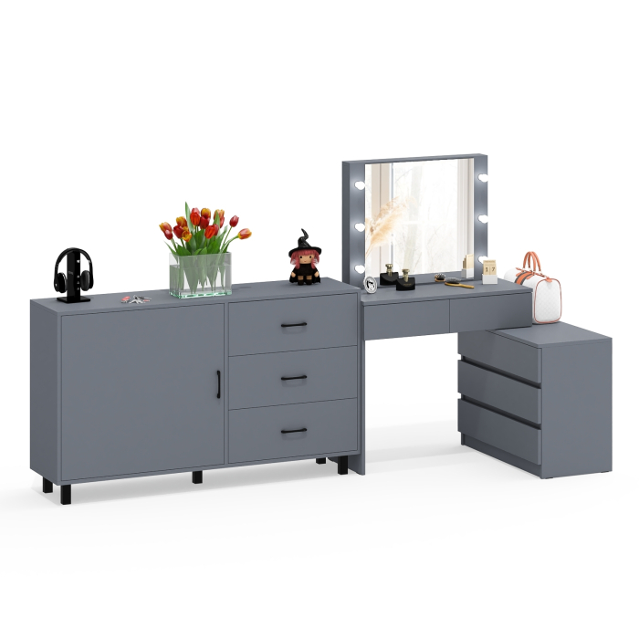 Туалетные столики, Стол-трансформер косметический с подсветкой 110 и комод-тумба три ящика 122-1504